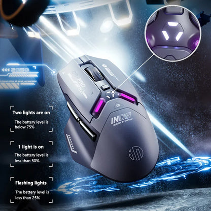 Inphic IN9PRO Wireless Gaming Mouse 26000 DPI Tri-Mode Bluetooth RGB Ergonomic Gaming Mouse with PAW3395 Sensor & 8K Polling Support