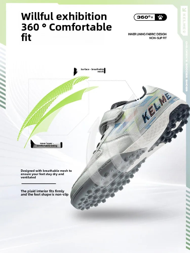Kelme Children's Soccer Shoes TF Nail Shoes for Elementary School Students Artificial Grass Five-a-Side Football Shoes