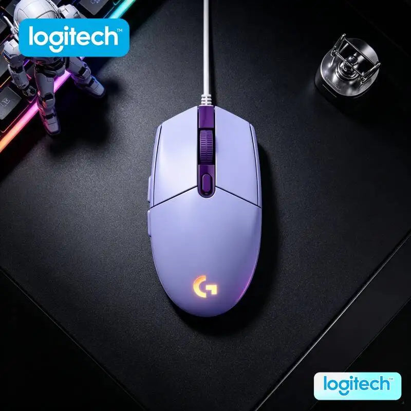 Logitech G203 LIGHTSYNC Wired Gaming Mouse 8000 DPI RGB Sensor, 6 Buttons Mechanical Tensioning USB Mouse for Gaming & Office