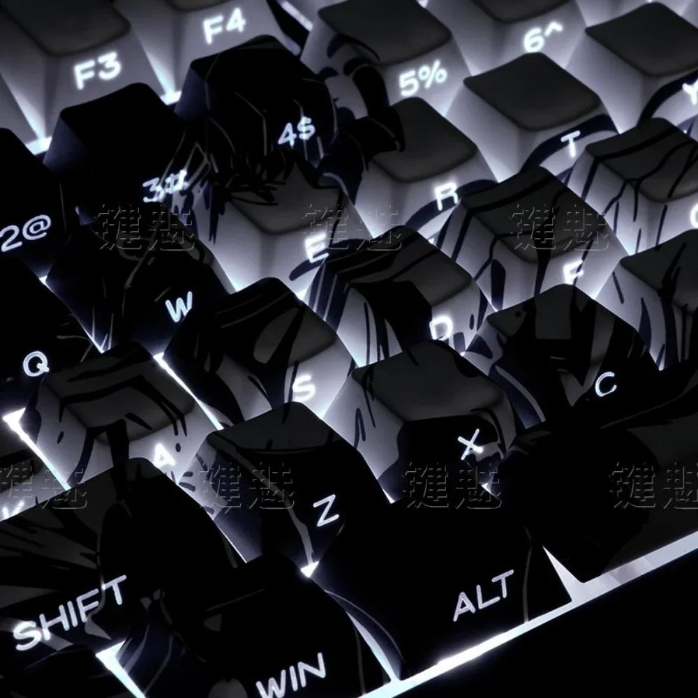 Anime Platycodon Cherry Key Cap Set PBT 130 Key Side Engraved Light Transmission for 60/84/98/108 Mechanical Keyboard ISO