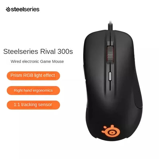 SteelSeries Rival 300S Gaming Mouse Wired RGB Gaming Mouse with TrueMove1 Optical Sensor, 7200 CPI, 6 Programmable Buttons USB Gaming Mouse