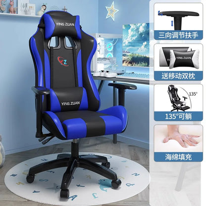 Ergonomic Gaming Chair Comfortable Reclining Computer Chair with Adjustable Height, Footrest, Armrests, Racing Style Office Chair for Home & Office