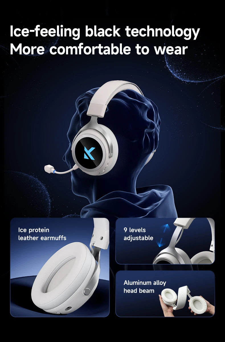 MCHOSE X9 Wireless Headworn Game 7.1 Headset Bluetooth 2.4G Three Mode 53mm Aluminum Foil Polymer Diaphragm eSports Gift Headset