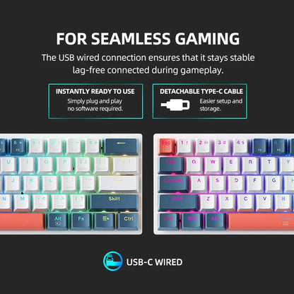 MACHENIKE K500-B61 Mini Mechanical Keyboard 60% Wired Gaming Keyboard, 61-Key Hot-Swappable RGB Backlit Mechanical Keyboard with PBT Keycaps