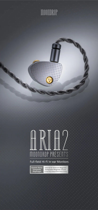 MOONDROP Aria 2 HiFi Wired IEM Earphones with Detachable Cable, High Performance Dynamic Driver In-Ear Monitor Earbuds 3.5mm/4.4mm Plug