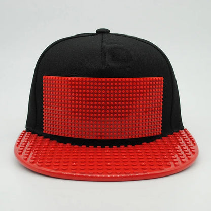 Tegneserie-patchwork-baseballkasketter, DIY-blokke, snapback-kasketter, hiphop-kasketter til mænd og kvinder, aftagelige pixel-kasketter, dad hats, kasketter til børn og voksne