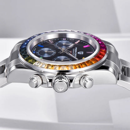 Zegarek męski PAGANI DESIGN – model z kolorowymi tarczami, luksusowy zegarek kwarcowy na rękę, chronograf wyposażony w mechanizm
