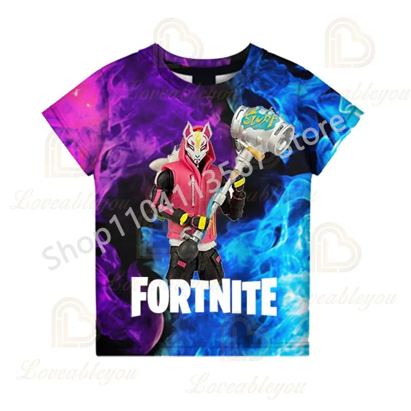 Dječja F-Fortnited majica Battle Game za odrasle, kratkih rukava, ljetna majica za tinejdžere i tinejdžerice