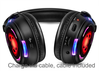 Silent Disco Wireless Headphones RF LED DJ Party Headset 863–865MHz/915MHz with 3-Channel LED Lighting & 10H Battery