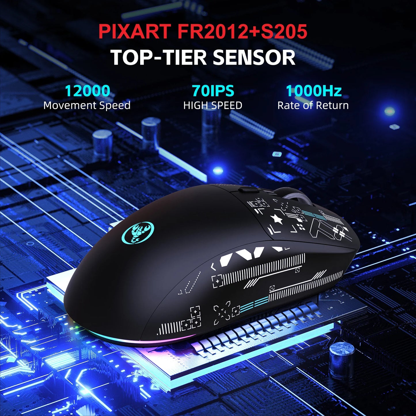 RGB Wireless Gaming Mouse with Charging Dock, 3-Mode Bluetooth & 2.4G Rechargeable Silent Gaming Mouse for PC, Laptop & Mac