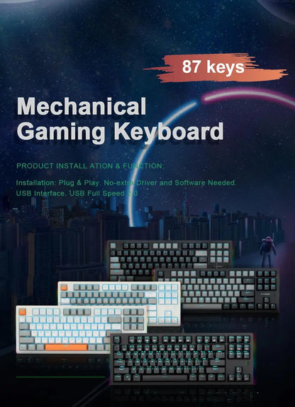 E-YOOSO K620 USB Mechanical Gaming Keyboard Wired Blue Red Switch Monochrome LED Backlit 87 Key for Compute Laptop PC