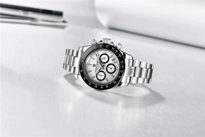 Męski zegarek chronograf PAGANI DESIGN – Luksusowy zegarek na rękę z mechanizmem kwarcowym, podświetlany i wodoodporny.