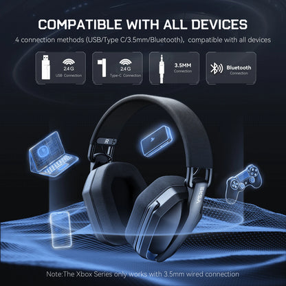 EKSA G19BT Tri-Mode Wireless Gaming Headset – Bluetooth 5.4, 2.4GHz Low Latency Gaming Headphones with Microphone for PC, PS5, Xbox