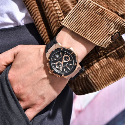 PAGANI DESIGN PD-YS032 Men's Quartz Watch 44mm Japan VK64 Movt Stainless Steel Case Rubber Strap Sapphire Glass 100M Waterproof