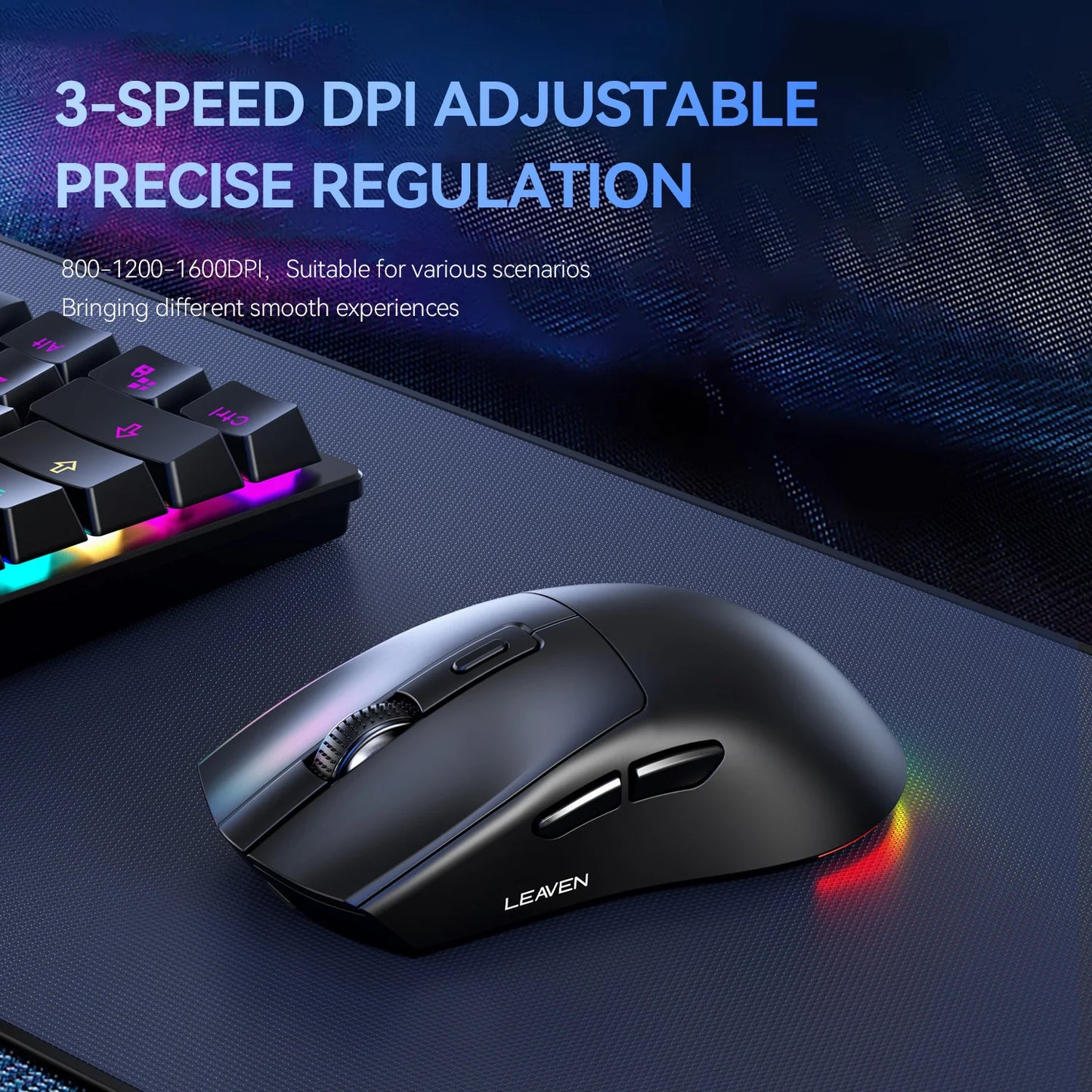 X3 Wireless Bluetooth Mouse Dual-Mode 2.4G Gaming Mouse, Rechargeable RGB Wireless Bluetooth Mouse with Adjustable DPI, Lightweight Ergonomic Mouse
