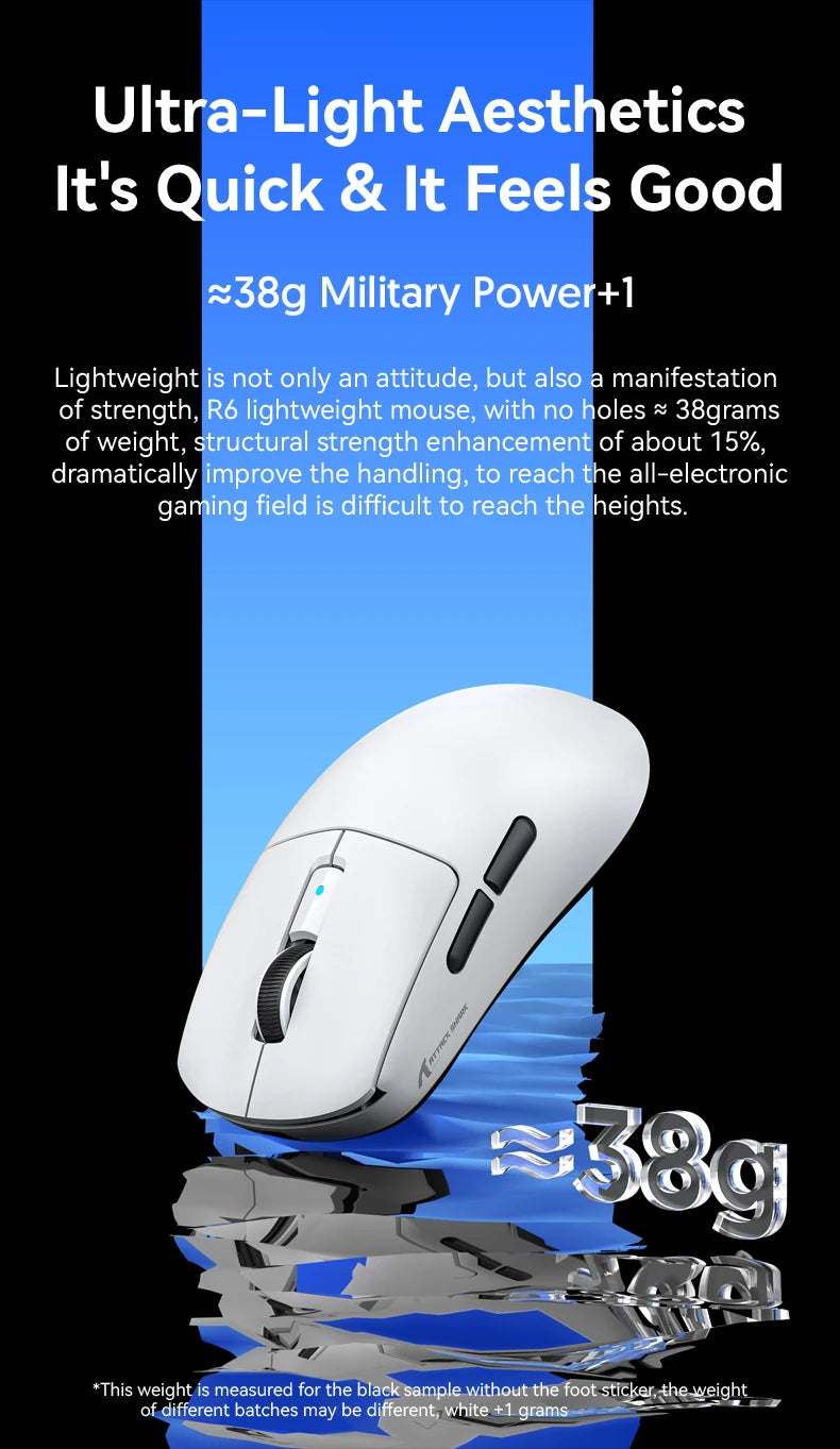 Attack Shark R6 Gaming Mouse Ultra-Light Wireless 8K, Tri-Mode PAW3950 24000 DPI Gaming Mouse with Bluetooth & Wired Connectivity