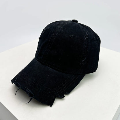 Cappellini da baseball unisex con visiera a tacca, in tessuto a tinta unita, traspiranti, stile "broken", con visiera per proteggersi dal sole, casual, versatili, effetto consumato, alla moda