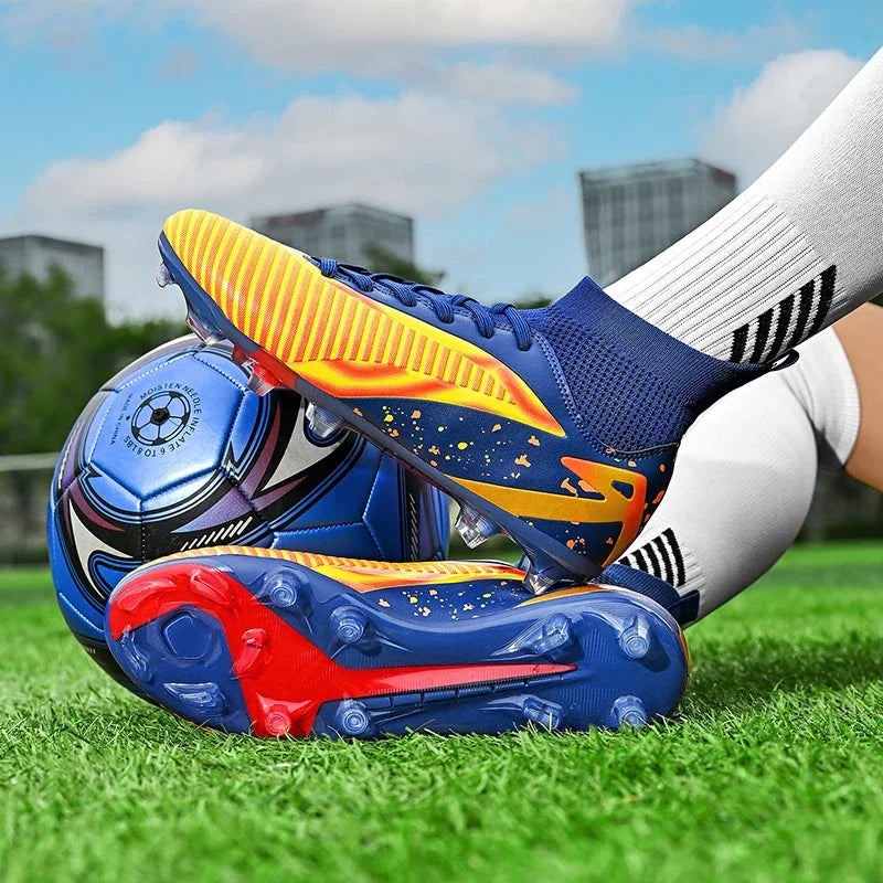 Chaussures de football pour hommes, chaussures de sport, chaussures de futsal à tige haute, chaussures de football de haute qualité pour l'intérieur, antidérapantes, pour l'entraînement en extérieur, crampons ultra-lég