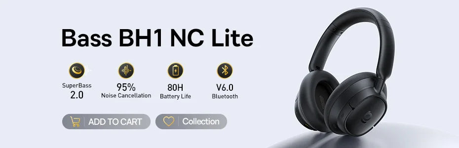 Auriculares inalámbricos Bluetooth 5.3 circumaurales Baseus – Diafragma HiFi de 40mm, auriculares plegables con 70H de reproducción y audio espacial