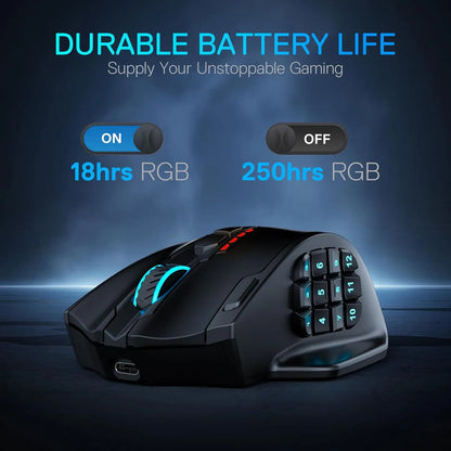 Redragon M913 MAX langaton MMO-optinen pelihiiri, 26000 DPI, 16 ohjelmoitavaa painiketta