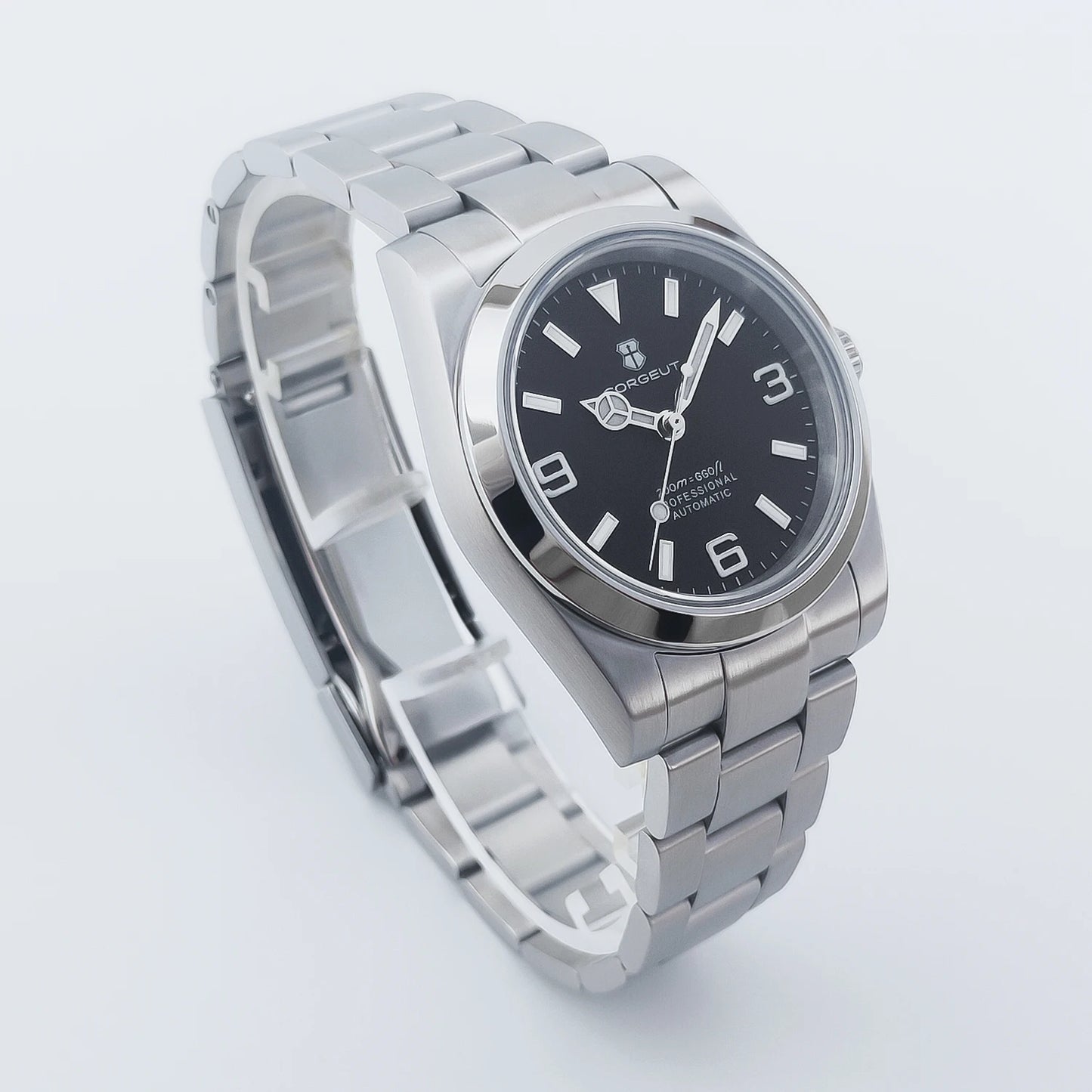 36mm/39mm Corgeut Luxury White Black Automatic Mechanical Wristwatches Numbers Men Watch Sapphire Crystal 10bars Reloj Hombre