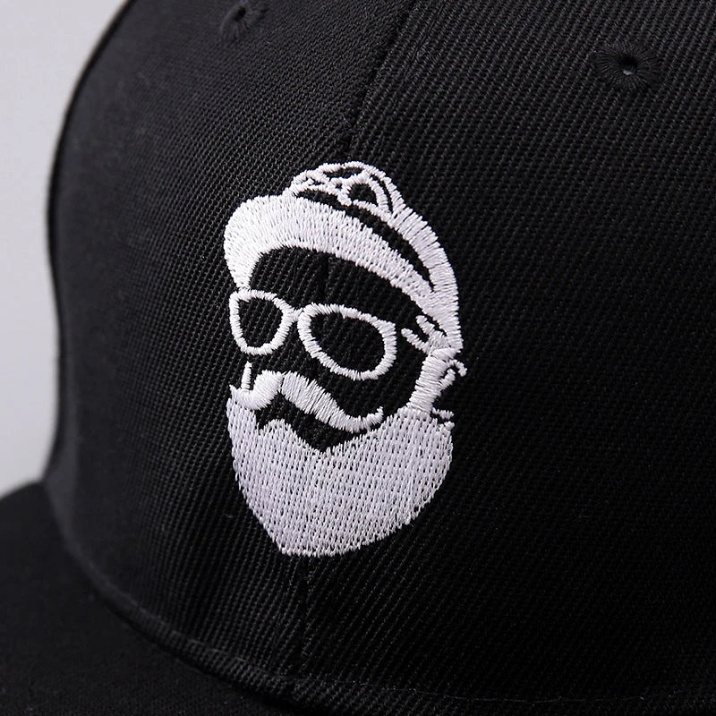 Uncle Beard Baseball Cap, Fashionable Flat-Brim Hip-Hop Hat for Men and Women, Adjustable Size, Suitable for All Seasons, Outdoor Casual Sun Hat, Embroidered Classic Character Design, Street Dance Hat, Suitable for Daily Casu