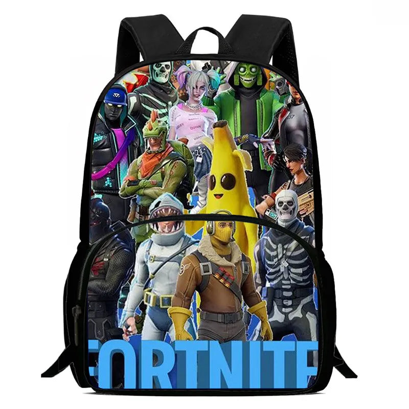 15 Inch Fortnite Cartoon Backpack Unisex for Boys Girls with Front Pocket Lightweight Student School Bookbag Large Capacity