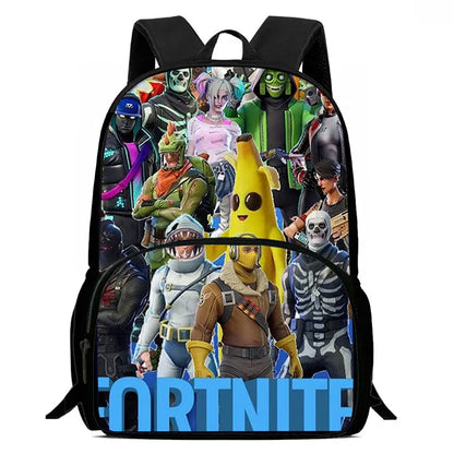 15 Inch Fortnite Cartoon Backpack Unisex for Boys Girls with Front Pocket Lightweight Student School Bookbag Large Capacity