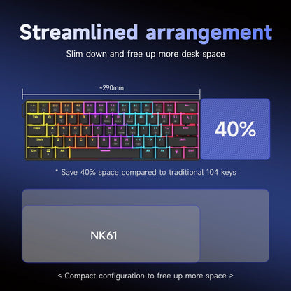 AJAZZ NK61 kabelgebundene mechanische Gaming-Tastatur 60% RGB Hot-Swappable 61 Tasten Red Switch Mini-Tastatur für Gamer-PC