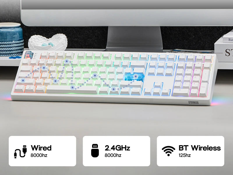 EPOMAKER HE108 Full Sized ANSI US QWERTY Layout Tri-mode Wireless Hall Effect Gaming Keyboard 128K Scan Rate & 10000mAh Battery