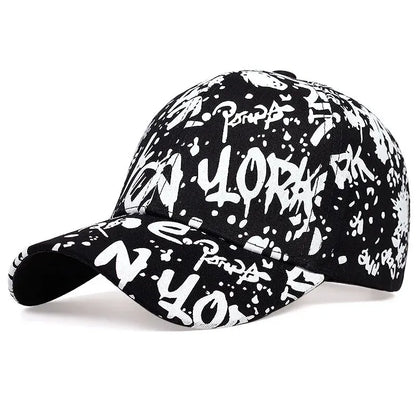 Unisex Letter Graffiti Print Baseball Caps Spring Autumn Outdoor Adjustable Casual Hats Sunscreen Hat