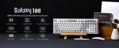 EPOMAKER Galaxy100 1800 ANSI US Layout Hot-Swap Gasket-Mounted Tri-mode Wireless Aluminum Mechanical Gaming Keyboard