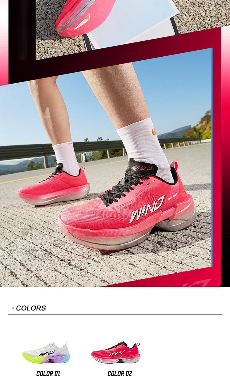 QIAODAN WIND 4PRO Chaussures de marathon à semelle en carbone pour homme - Baskets de course professionnelles - Chaussures de sport de course à pied respirantes QDB023262291