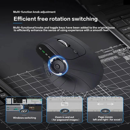 JOMAA Ergonomic Wireless Mouse 2.4GHz Bluetooth RGB Vertical Mouse with LED Display, Rechargeable Dual-Mode Gaming Mouse