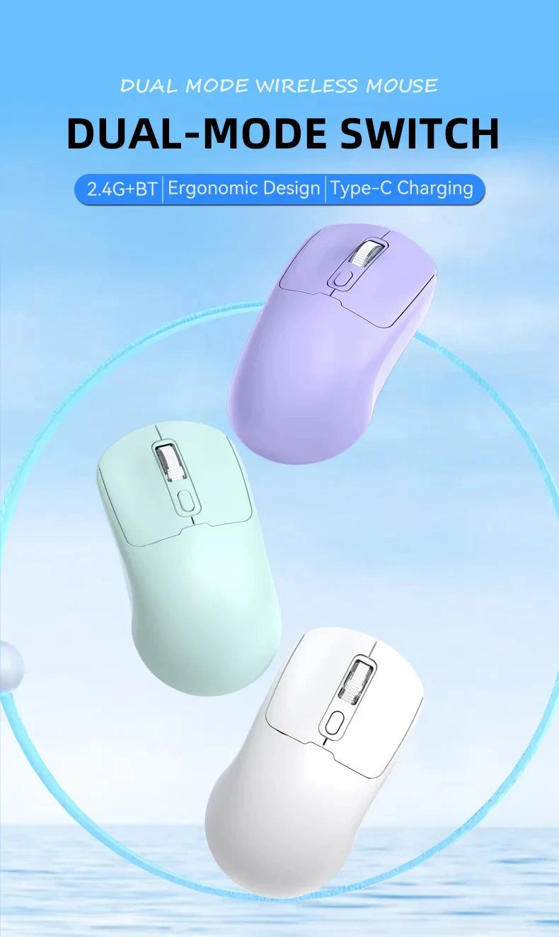 Ποντίκι Bluetooth 5.4 2.4G, ασύρματο ποντίκι διπλής λειτουργίας, αθόρυβο ποντίκι, επαναφορτιζόμενο gaming ποντίκι για PC, υπολογιστή, laptop και Macbook