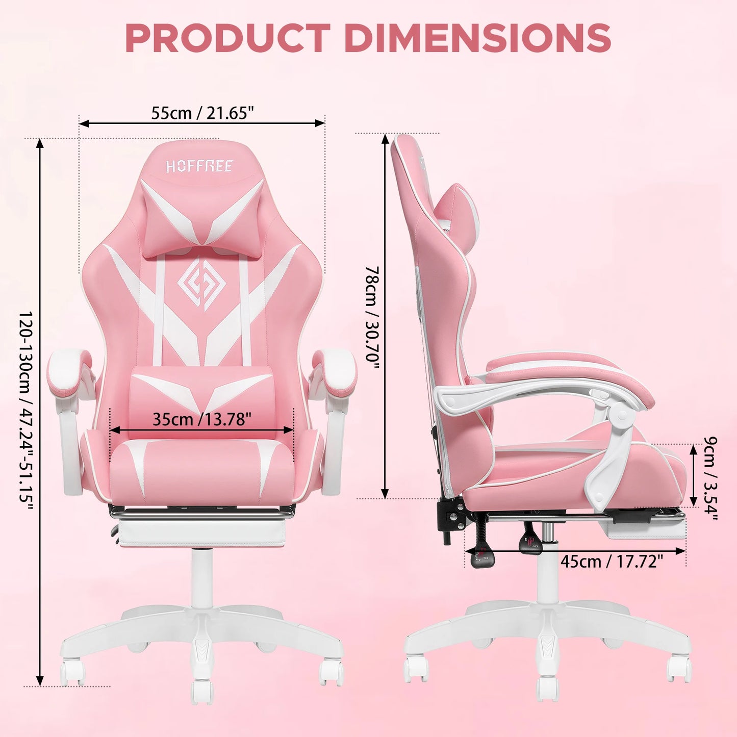 Ergonomic Gaming Chair with Massage, Footrest & Lumbar Support, Reclining Computer Gaming Chair with Adjustable Armrest and Headrest
