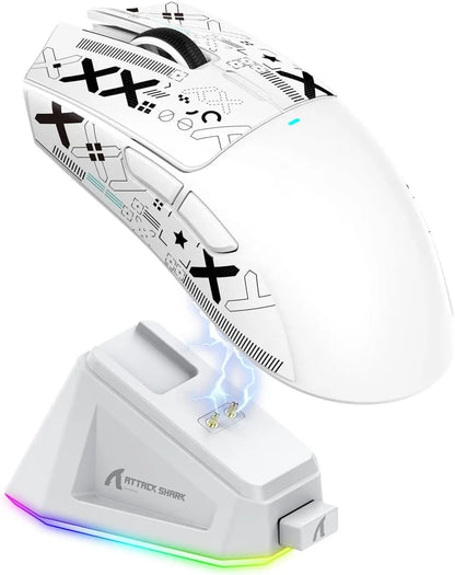 ATTACK SHARK X11 Wireless Gaming Mouse with Charging Dock, PixArt PAW3311 Sensor, Tri-Mode Bluetooth, 2.4G & Wired RGB Gaming Mouse