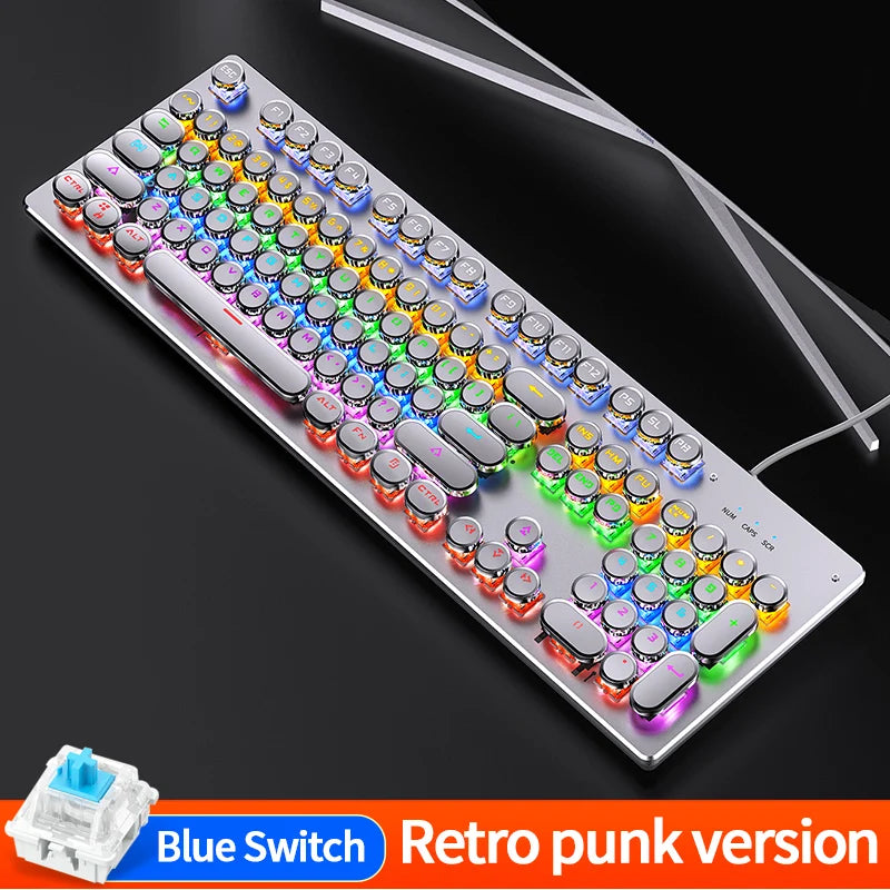 Punk Style 104-Key RGB Backlit Wired Mechanical Keyboard – Hot-Swappable Switches, for PC, Mac & Laptop Gamers