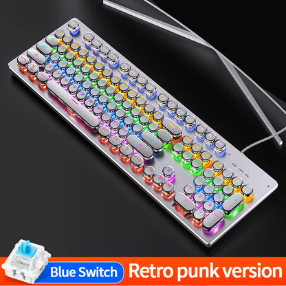 Punk Style 104-Key RGB Backlit Wired Mechanical Keyboard – Hot-Swappable Switches, for PC, Mac & Laptop Gamers