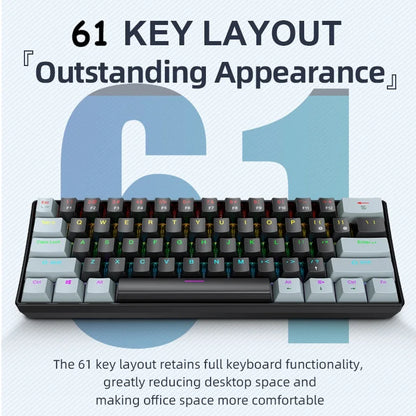 61 Keys Mechanical Keyboard Wired,APAYADO K61 RGB 60% Portable Mini Keyboard Black,White, Red/Blue Switch for Gaming