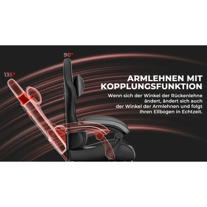 Ergonomic Gaming Chair with Lumbar Support, Adjustable Headrest, Reclining Gamer Chair, Height Adjustable Gaming Chair for PC Gaming & Office