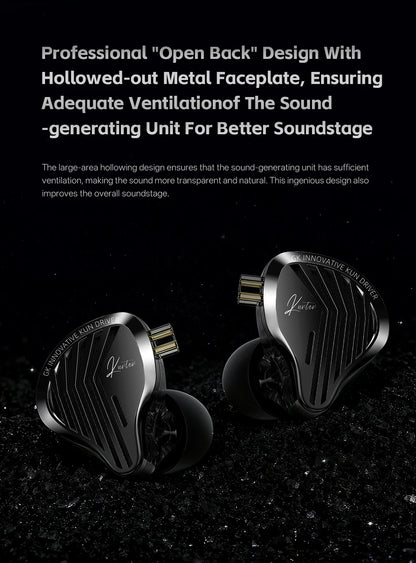 GK KUNTEN HiFi Dynamic Driver Earphones Wired In-Ear Headphones with Microphone, Detachable Cable DJ Music Earbuds, Professional HiFi Audio Earphones