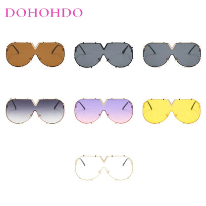 Trendy Rivets Metal Frame Oversized Pilot Women Sunglasses Brand Design Men Sunglass UV400 Outdoor Driving Travel Luxury Goggles