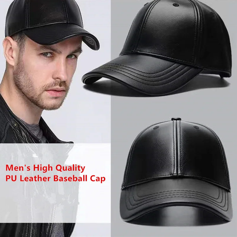 Unisex-Baseballmützen aus PU-Leder für Männer und Frauen – Hip-Hop-Snapback-Caps für Männer und Frauen – Baseballmützen – verstellbare Sonnenhüte – Trucker-Caps