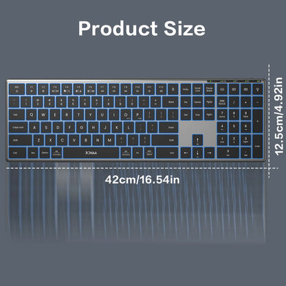 Jomaa Wireless Bluetooth Keyboard Multi-Device Full Size Wireless Backlight Keyboard with Number Pad,for Windows/PC/Laptop/Phone