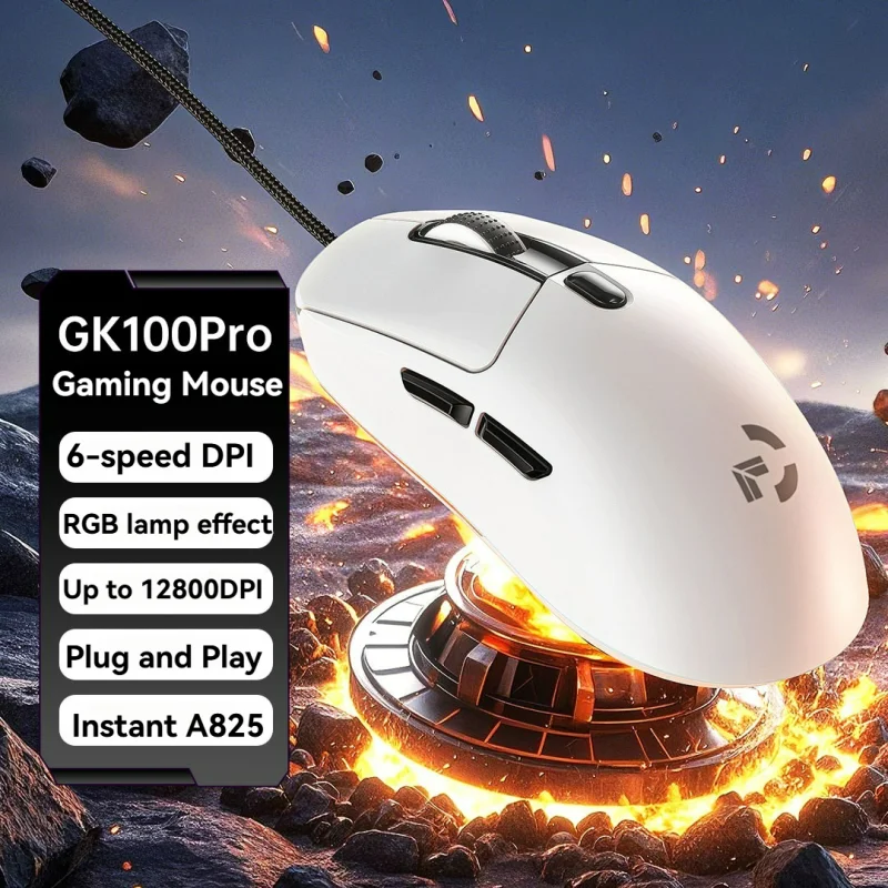 Xundler Wired Gaming Mouse 12800 DPI RGB Programmable Ergonomic USB Gaming Mouse with Instant A825 Sensor, 6 Adjustable DPI Levels for PC & Laptop