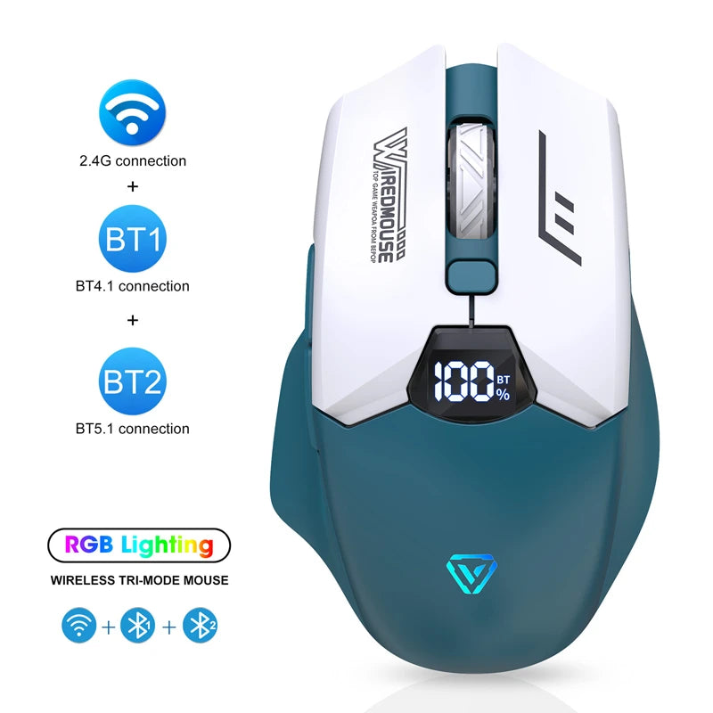 Trådlös Bluetooth-mus med dubbla lägen, smart skärmdisplay, tyst drift och laddning – för kontor, gaming och surfplatta, universell och portabel mus