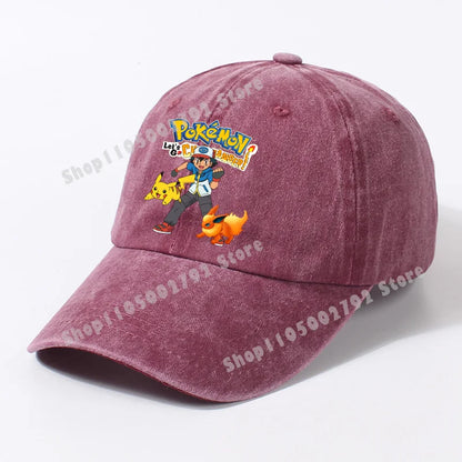 Pokémonové baseballové čepice Pikachu Kawaii Anime postavičky Sluneční klobouky Letní outdoorové sluneční klobouky pro rodiče a děti Módní kšiltovka s kachním jazykem Dárek