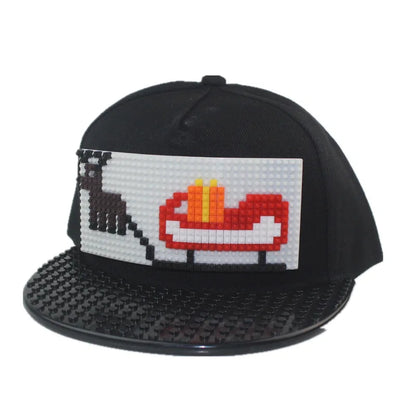 Tegneserie-patchwork-baseballkasketter, DIY-blokke, snapback-kasketter, hiphop-kasketter til mænd og kvinder, aftagelige pixel-kasketter, dad hats, kasketter til børn og voksne
