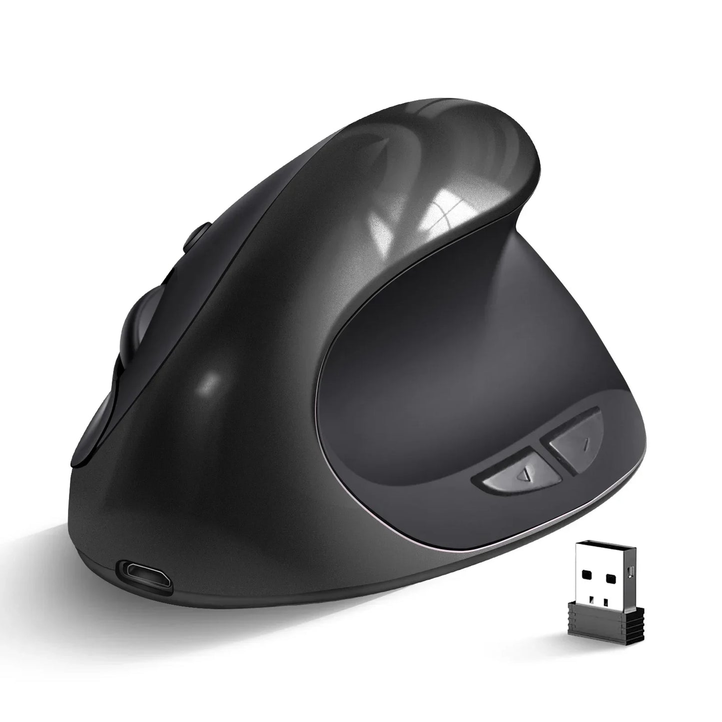 BTS-908 Ergonomic Wireless Vertical Mouse 2.4G USB Rechargeable Mouse with 1600 DPI Adjustable Sensitivity, 6 Buttons Computer Mouse